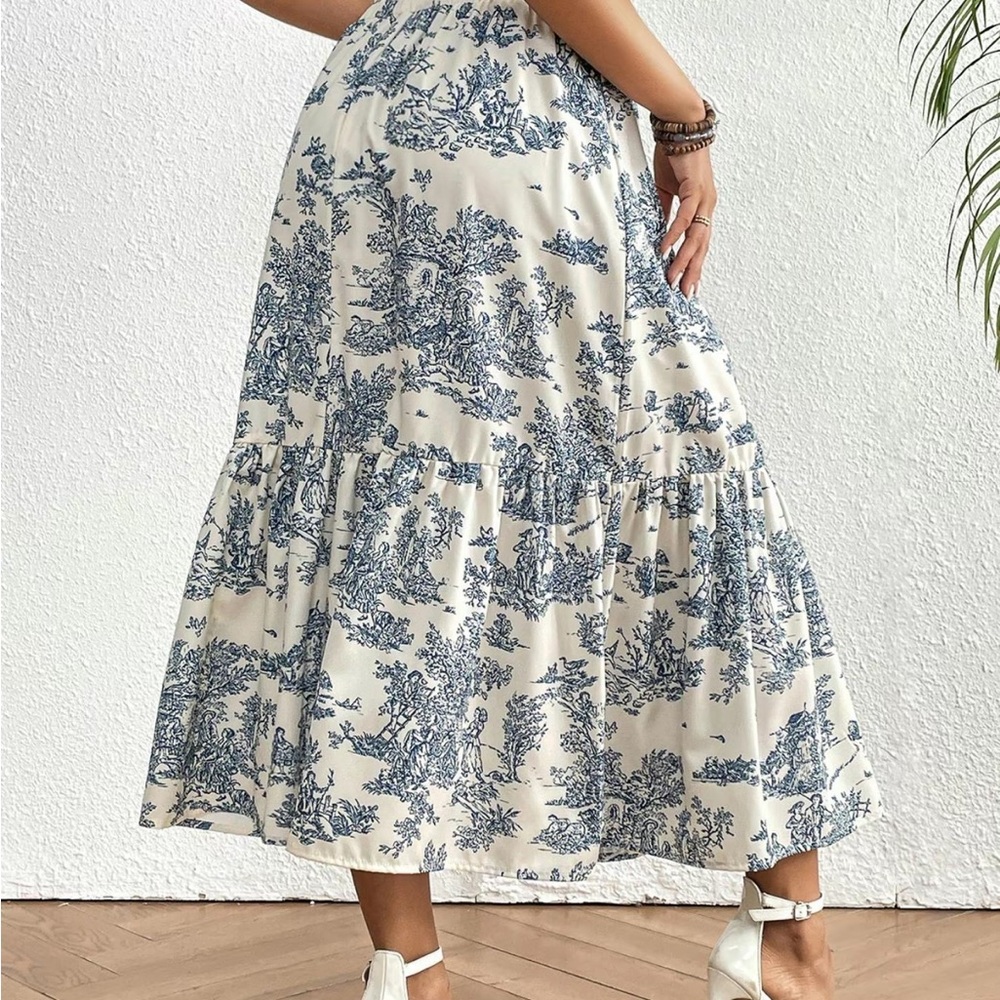 Blue and White Printed Women's Skirt
